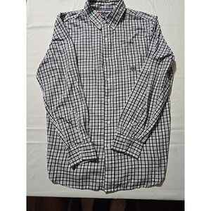 Chaps Ralph Lauren Mens Medium Flannel Blue Plaid Button Down Long Sleeve Shirt‎